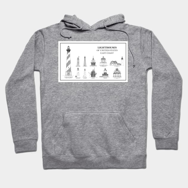 Lighthouses of United States of America - East Coast - B Hoodie by SPJE Illustration Photography